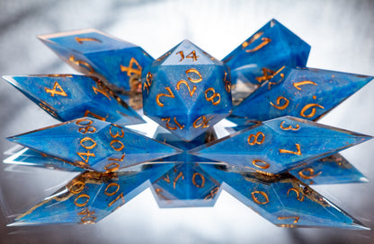 Kingfisher Quartz - 7 Piece Handmade Resin Dice