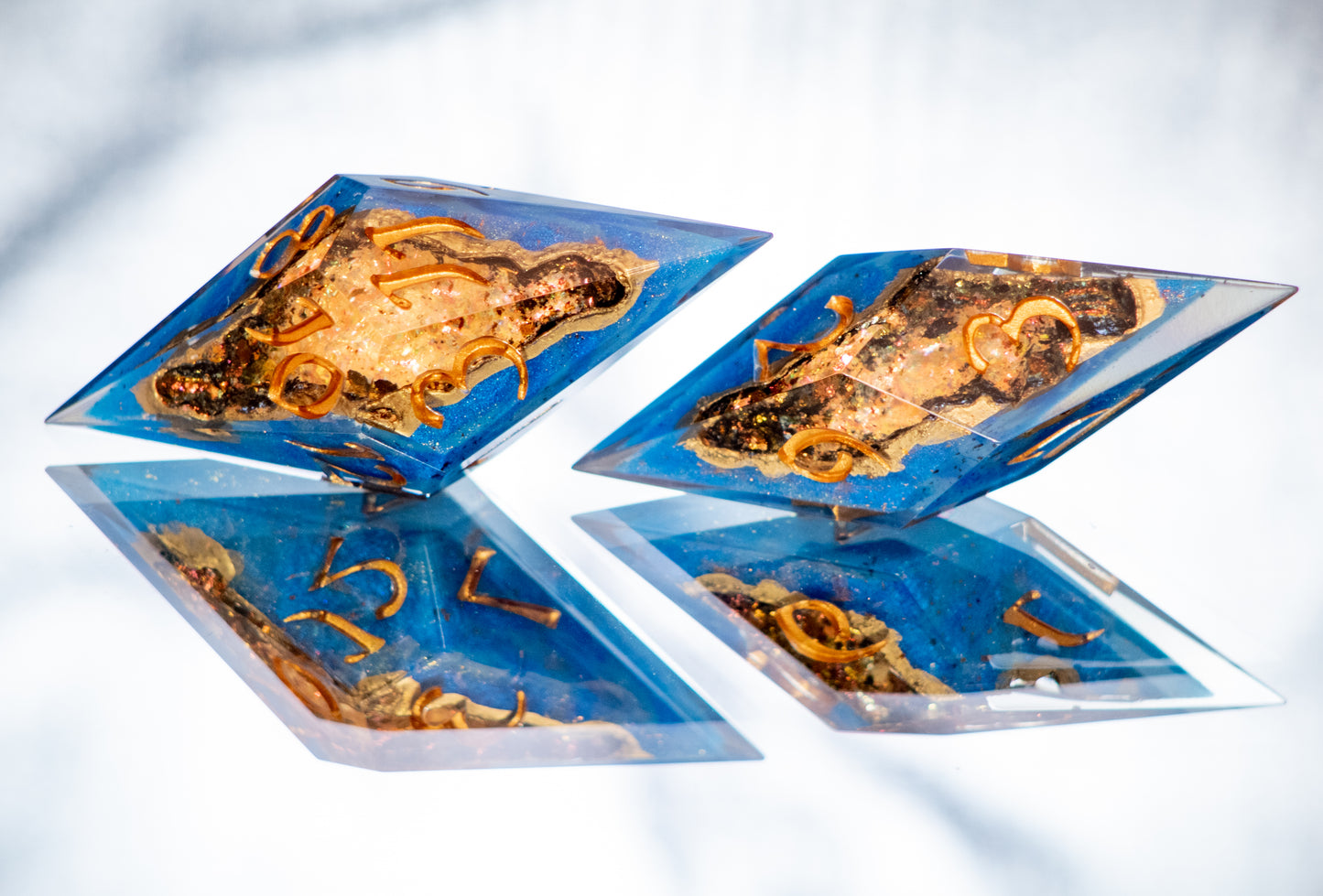 Kingfisher Quartz - 7 Piece Handmade Resin Dice