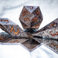 Damascus Steel- Sharp 7 Piece Handmade Resin Dice