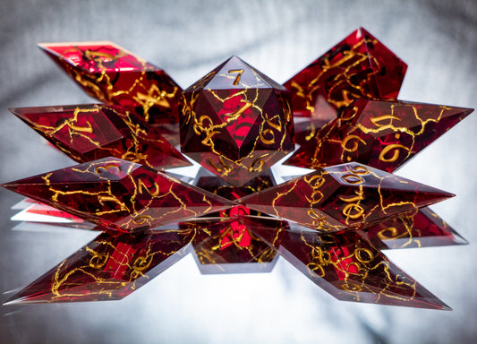 Blood for the Blood God- Sharp 7 Piece Handmade Resin Dice