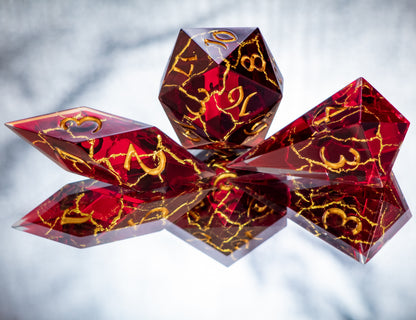 Blood for the Blood God- Sharp 7 Piece Handmade Resin Dice