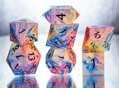 Neon Fever Dream- 7 Piece Handmade Resin Dice