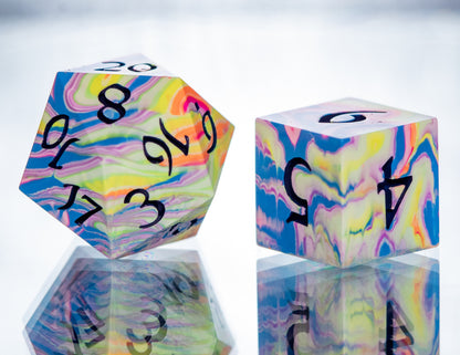 Neon Fever Dream- 7 Piece Handmade Resin Dice