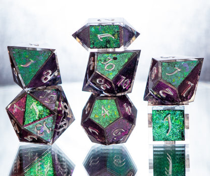 Nightshade- 7 Piece Handmade Resin Dice