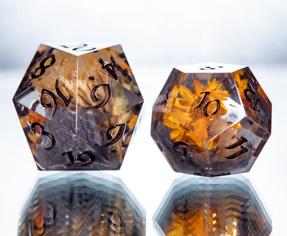 Sunflower Witch- 7 Piece Handmade Resin Dice