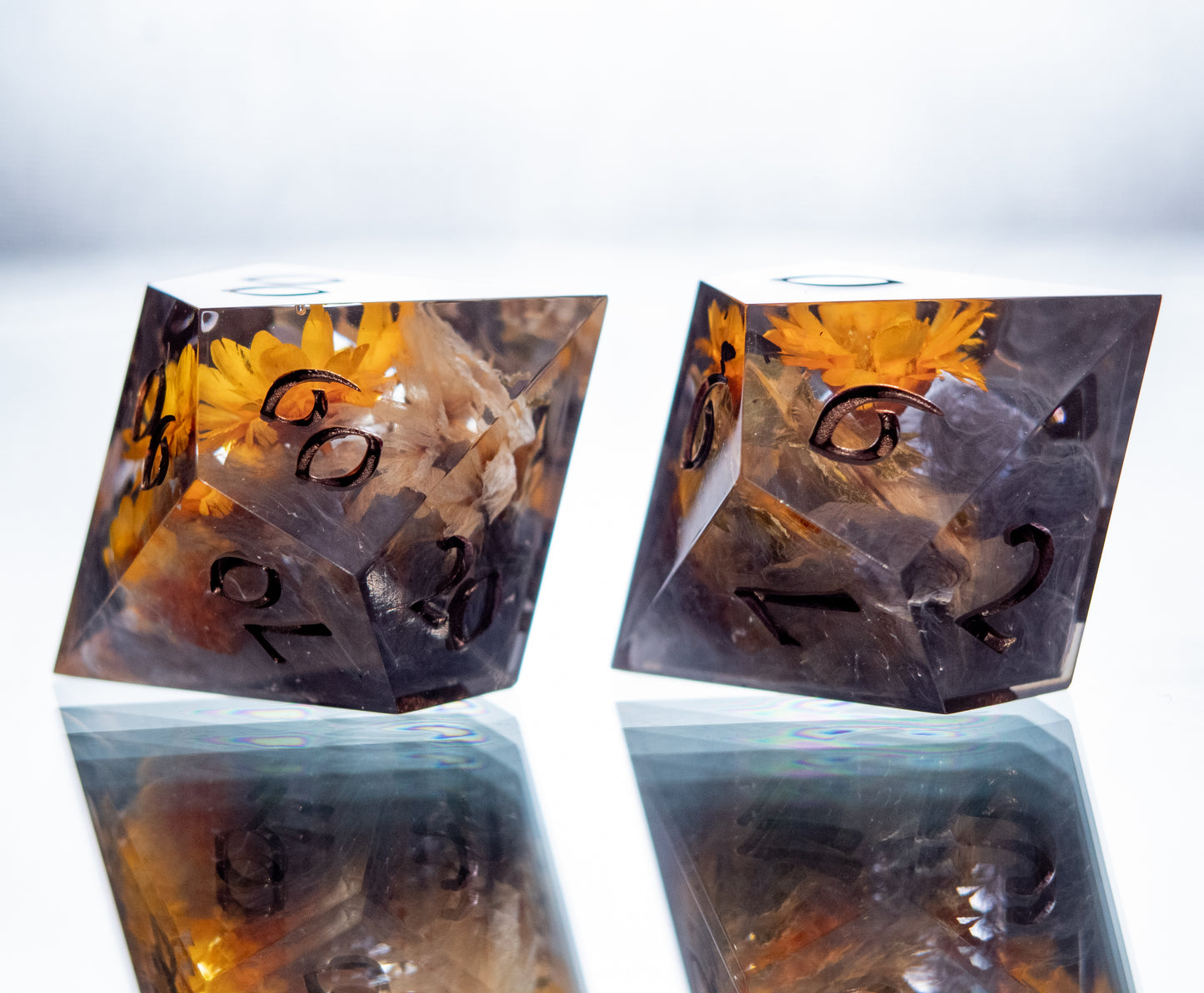 Sunflower Witch- 7 Piece Handmade Resin Dice