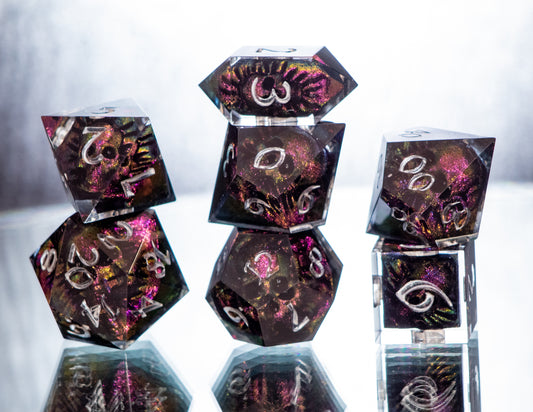 FLAWED Phantasmic Horrors- 7 Piece Handmade Resin Dice