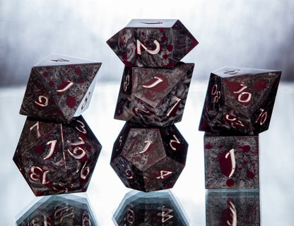 Blood and Steel - 7 Piece Handmade Resin Dice