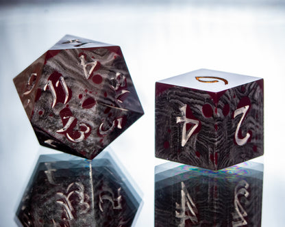 Blood and Steel - 7 Piece Handmade Resin Dice