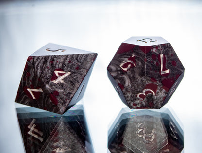 Blood and Steel - 7 Piece Handmade Resin Dice