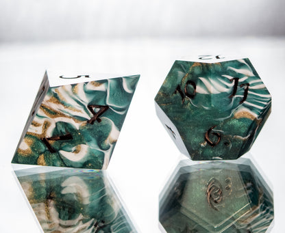 Emerald Isle - 7 Piece Handmade Resin Dice