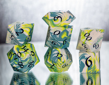 Striking Stripes - 7 Piece Handmade Resin Dice