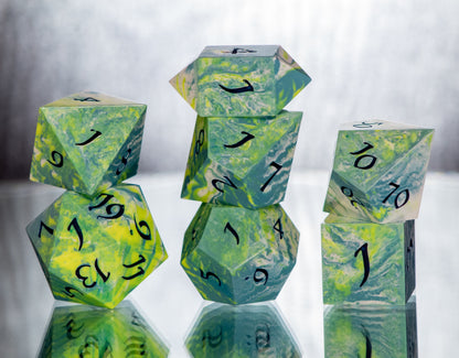 Striking Stripes - 7 Piece Handmade Resin Dice