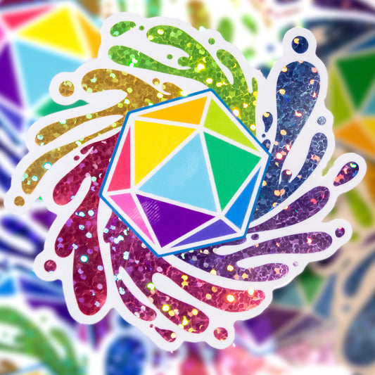 Glitter Rainbow Color Spray D20 Sticker
