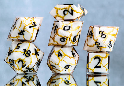 PRE-ORDER Kintsugi - 7 Piece Handmade Resin Dice