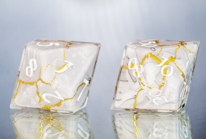 Marble Kintsugi - 7 Piece Handmade Resin Dice