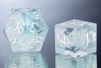 Cloudy Skies - 7 Piece Handmade Resin Dice