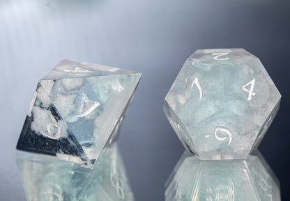 Cloudy Skies - 7 Piece Handmade Resin Dice