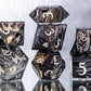 Damascus and Gold : 7 Piece Handmade Resin Dice