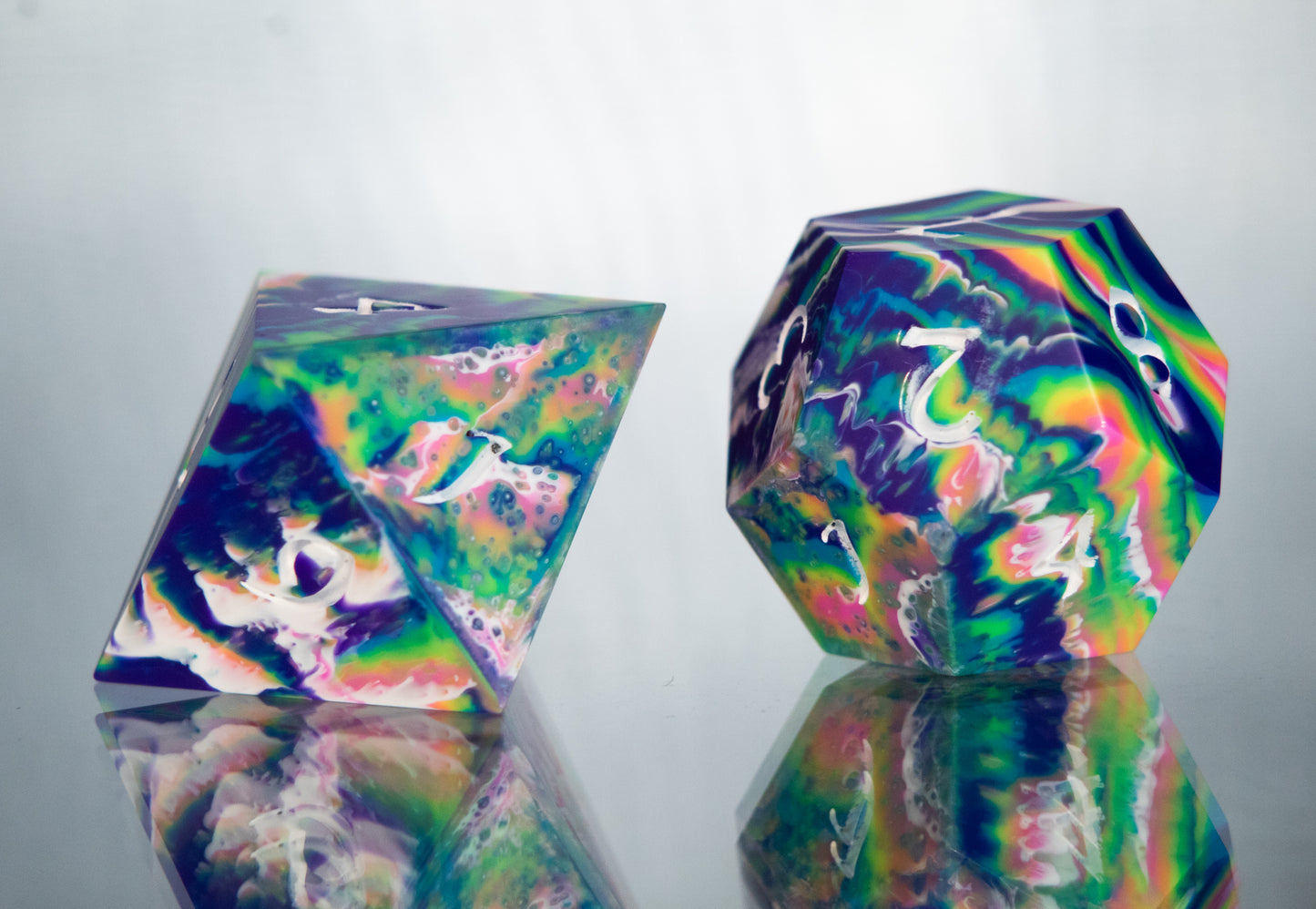 Traditional Tie-Dye: 7 Piece Handmade Resin Dice