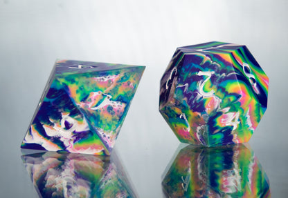 Traditional Tie-Dye: 7 Piece Handmade Resin Dice