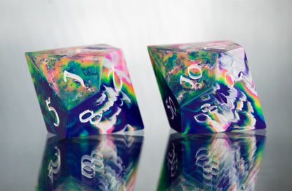 Traditional Tie-Dye: 7 Piece Handmade Resin Dice