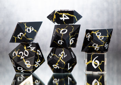 PRE-ORDER Kintsugi - 7 Piece Handmade Resin Dice