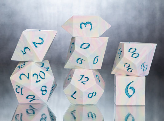 The Most Pastel Rainbow: 7 Piece Handmade Resin Dice