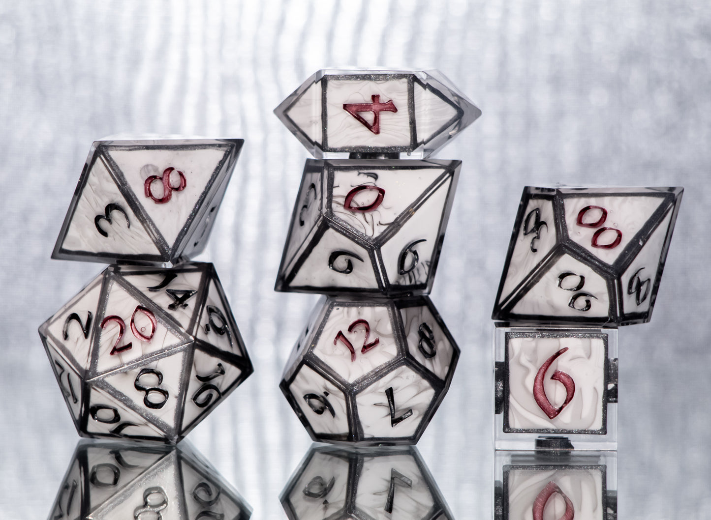 Smoke and Iron: 7 Piece Handmade Resin Dice