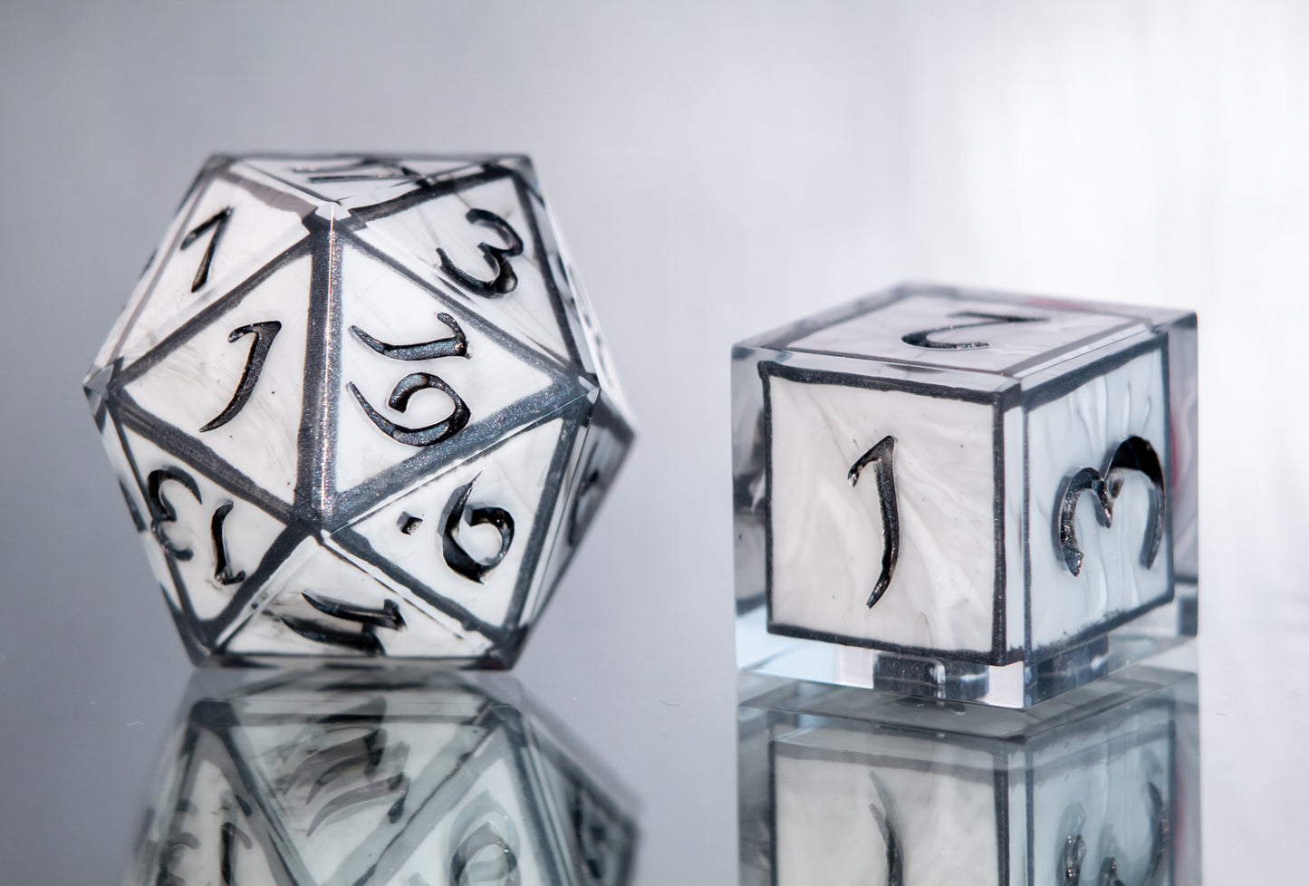 Smoke and Iron: 7 Piece Handmade Resin Dice