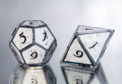 Smoke and Iron: 7 Piece Handmade Resin Dice