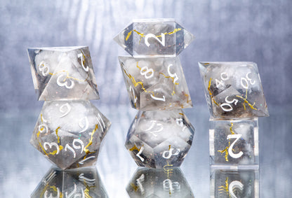 Thunderstorm - FLAWED 7 Piece Handmade Resin Dice