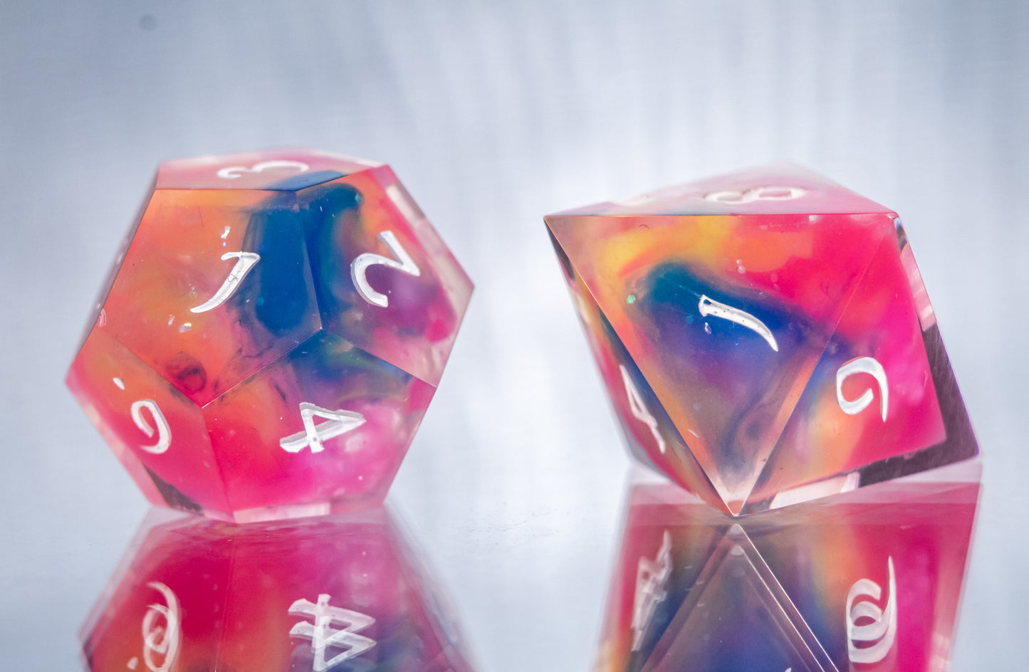 Prismatic Clouds: 7 Piece Handmade Resin Dice