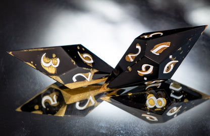 Obsidian and Gold - 7 Piece Handmade Resin Dice