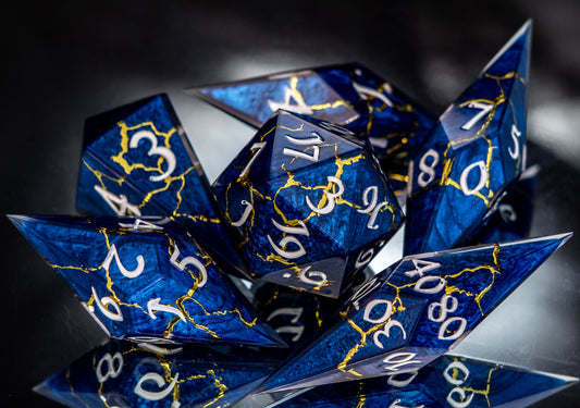 Blue Dragon Flight - 6 Piece Handmade Resin Dice