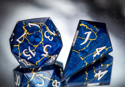 Blue Dragon Flight - 6 Piece Handmade Resin Dice