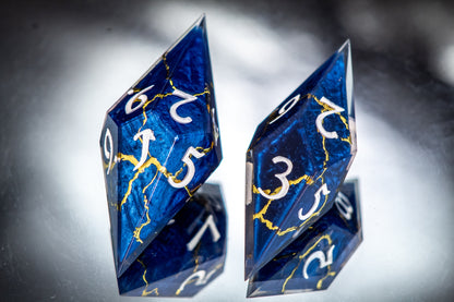 Blue Dragon Flight - 6 Piece Handmade Resin Dice