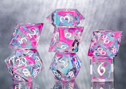 Paint Splattered Windows: 7 Piece Handmade Resin Dice