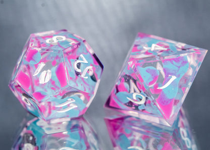 Paint Splattered Windows: 7 Piece Handmade Resin Dice