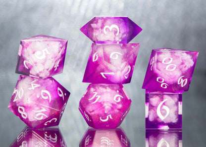 Faerie Fire Clouds - 7 Piece Handmade Resin Dice