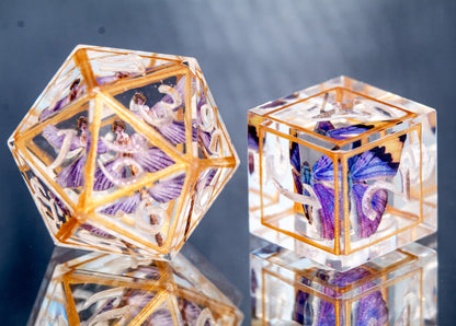 Gilded Lepidoptera - 7 Piece Handmade Resin Dice