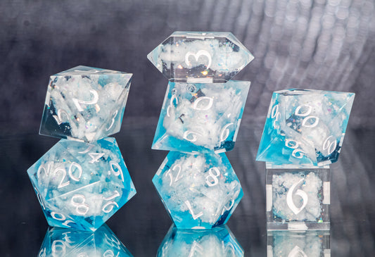 Blue Skies - 7 Piece Handmade Resin Dice