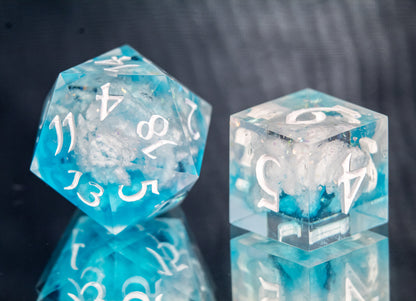 Blue Skies - 7 Piece Handmade Resin Dice