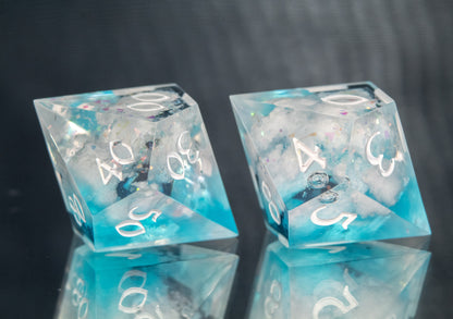 Blue Skies - 7 Piece Handmade Resin Dice