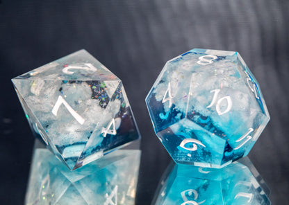 Blue Skies - 7 Piece Handmade Resin Dice