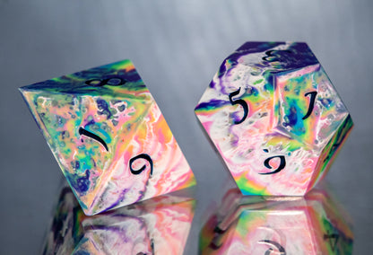 Traditional Tie-Dye: 7 Piece Handmade Resin Dice