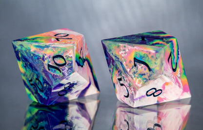 Traditional Tie-Dye: 7 Piece Handmade Resin Dice