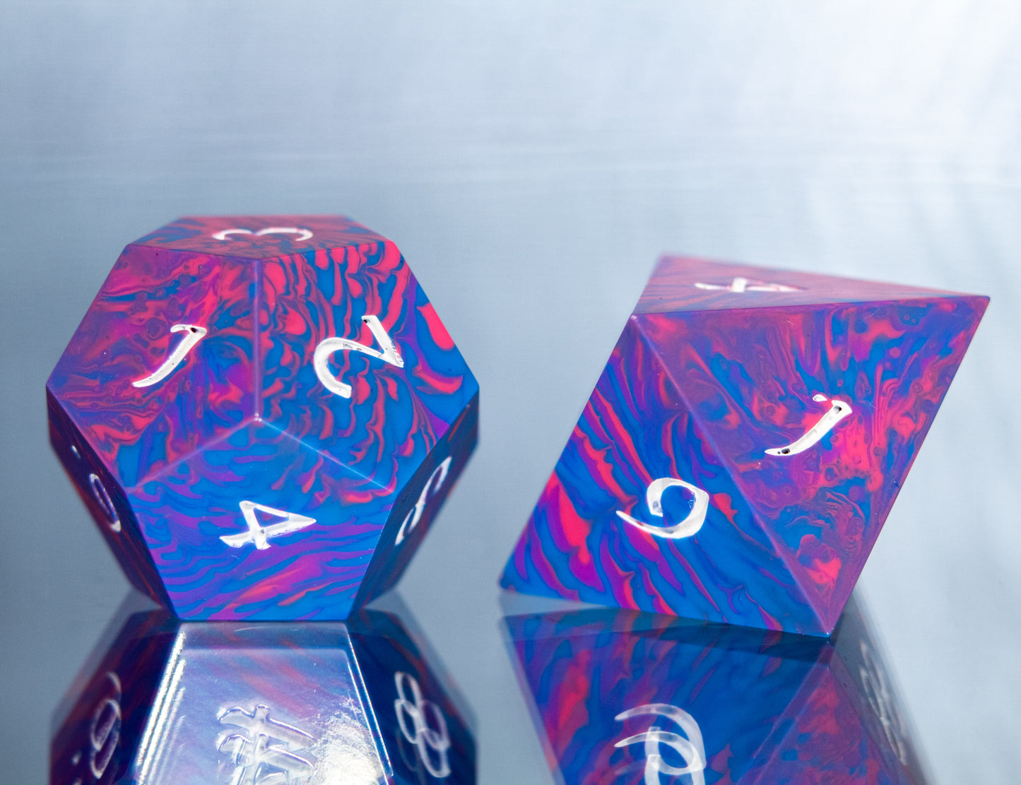 Bi Pride Dirty Pour: 7 Piece Handmade Resin Dice