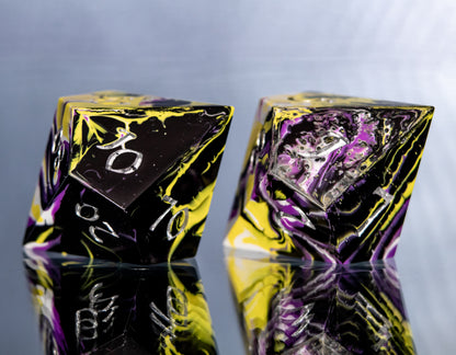 Non-binary Pride Dirty Pour: 7 Piece Handmade Resin Dice