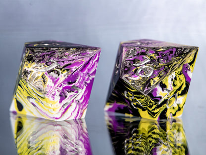 Non-binary Pride Dirty Pour: 7 Piece Handmade Resin Dice